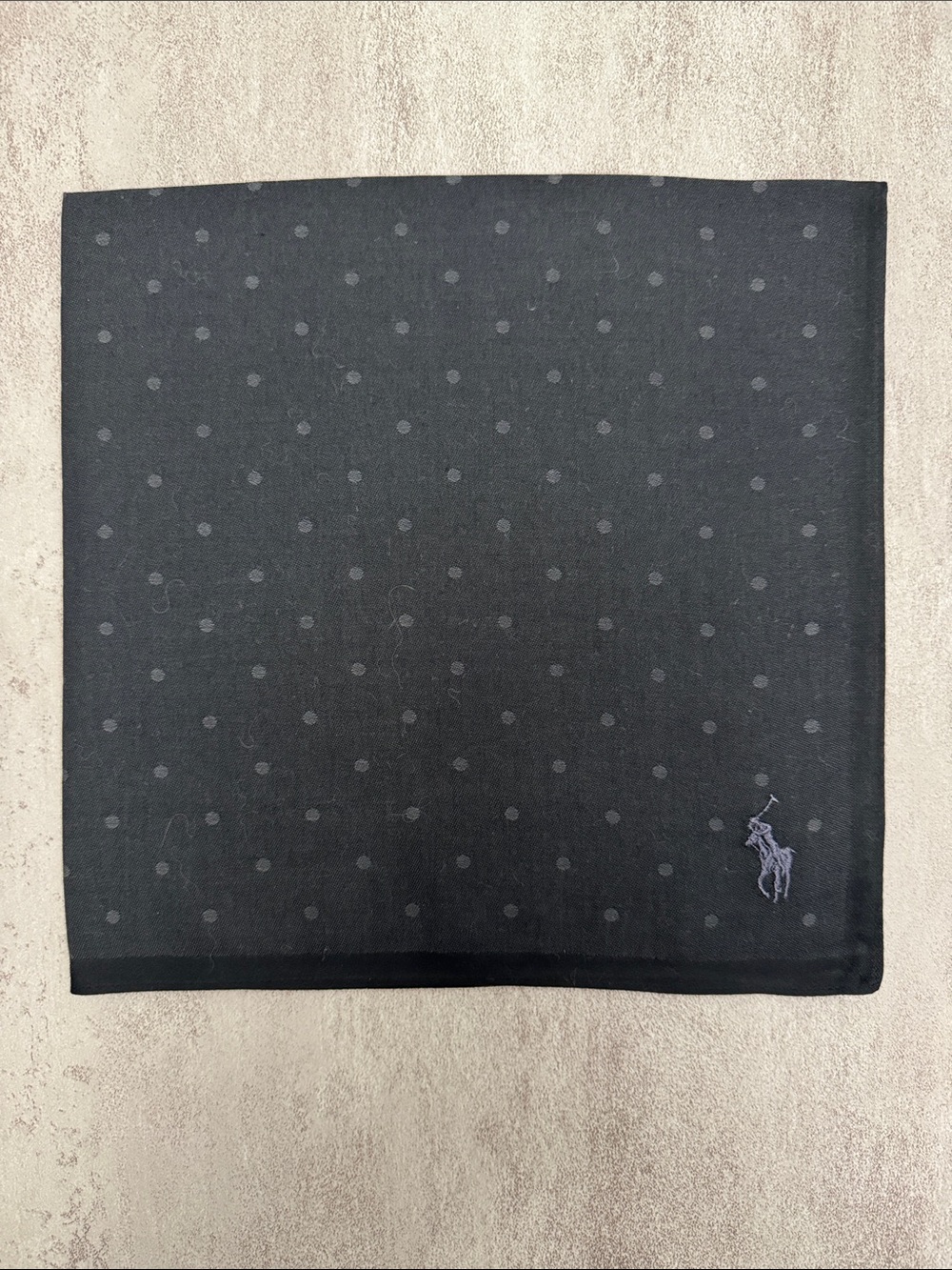 Polo by Ralph Lauren Black Polka Dot Pocket Square with Logo